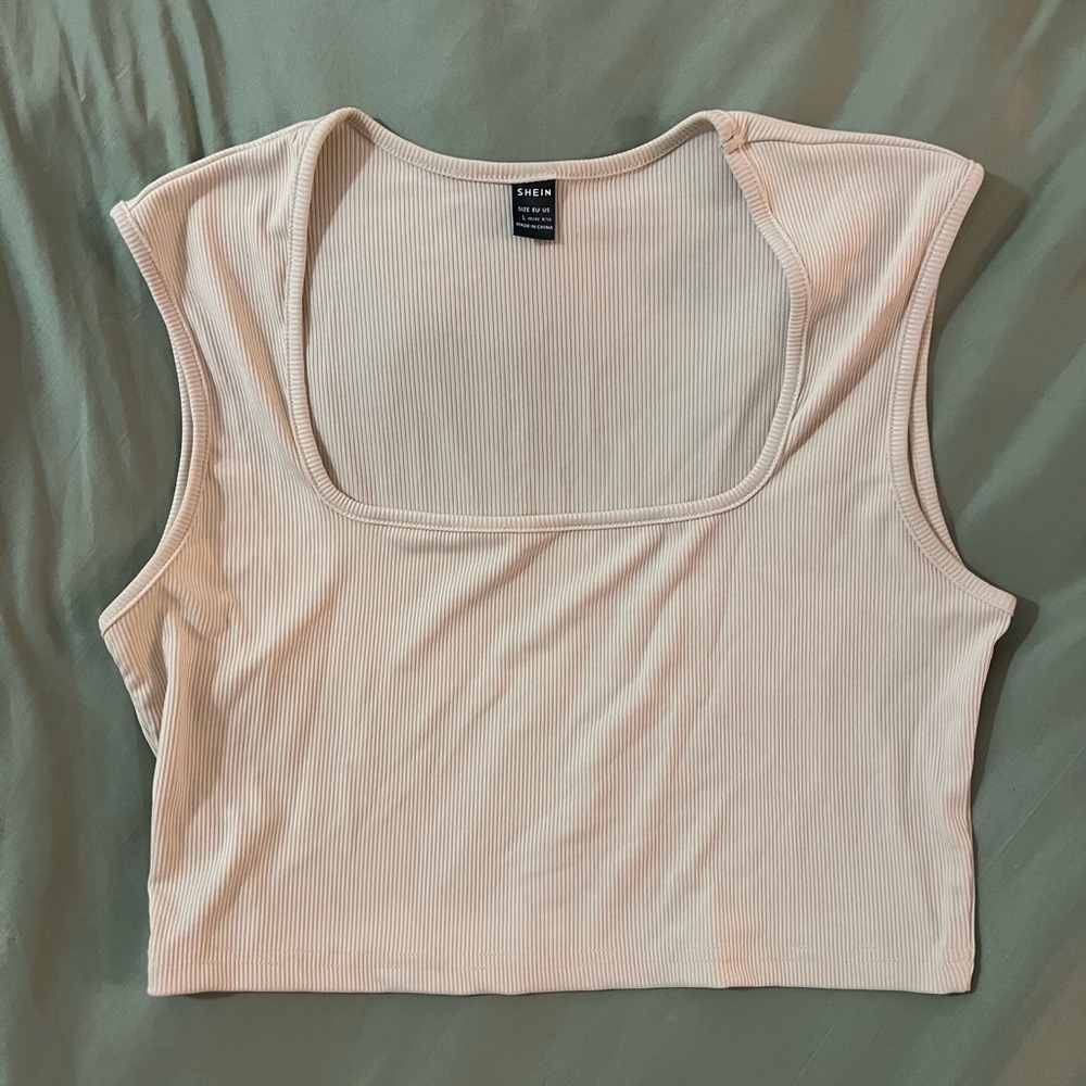 Combo price - cream and black cap sleeve straight neckline ribbed shirt